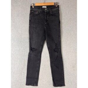 Algode Los Angeles Jeans 27 Womens Button Fly High Waist Denim Distressed